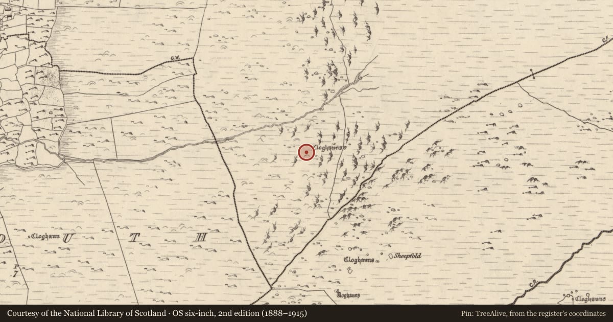 Ordnance Survey six-inch map, 2nd edition (1888–1915) covering the location of Hut site, Na Gleannta Thuaidh, County Kerry, with a pin at the register's coordinates