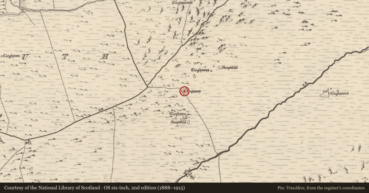Ordnance Survey six-inch map, 2nd edition (1888–1915) covering the location of Enclosure, Baile Uí Shé, County Kerry, with a pin at the register's coordinates