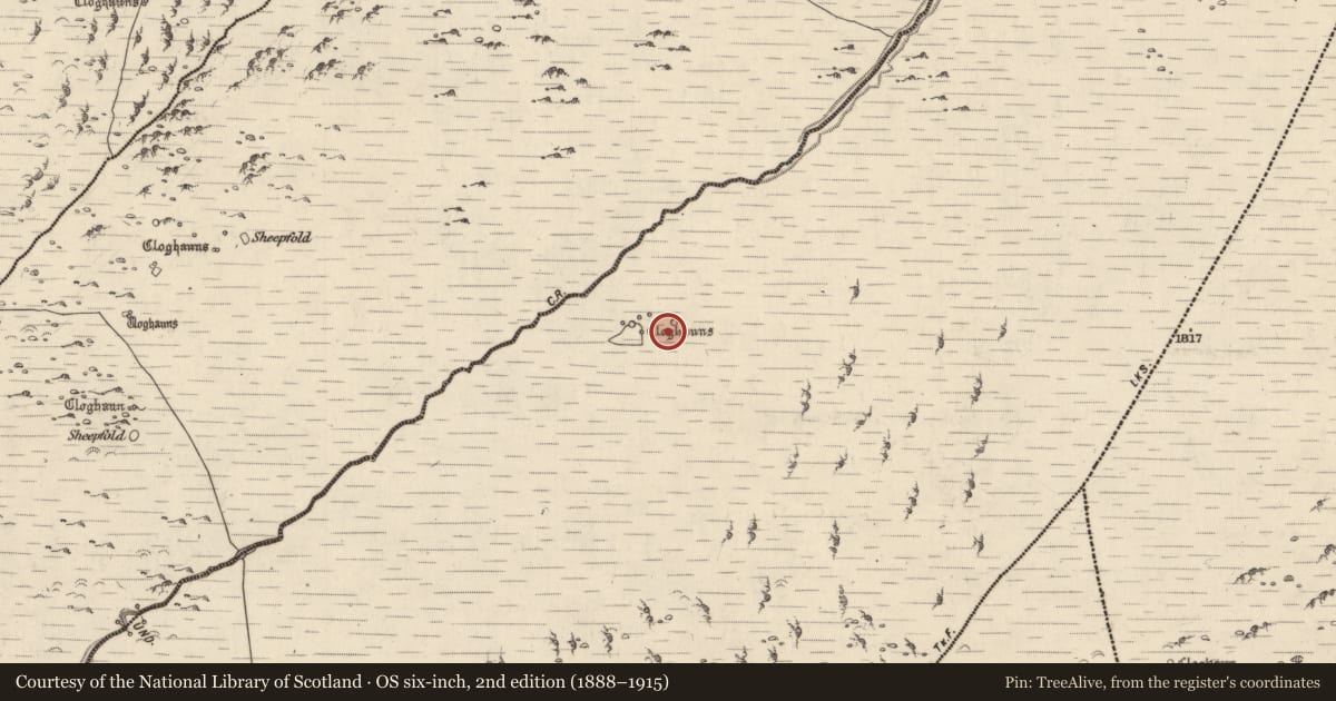 Ordnance Survey six-inch map, 2nd edition (1888–1915) covering the location of Hut site, Coimín An Daingin, County Kerry, with a pin at the register's coordinates