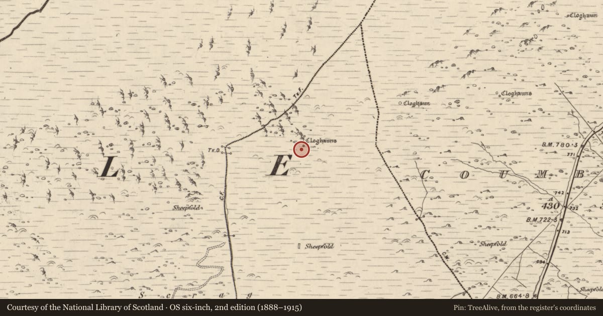 Ordnance Survey six-inch map, 2nd edition (1888–1915) covering the location of Hut site, Baile An Ásaigh, County Kerry, with a pin at the register's coordinates