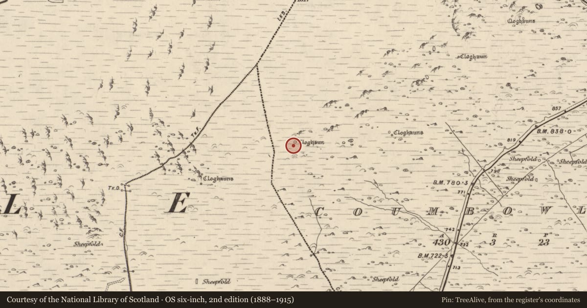 Ordnance Survey six-inch map, 2nd edition (1888–1915) covering the location of Hut site, Com An Bhúlaeraigh, County Kerry, with a pin at the register's coordinates
