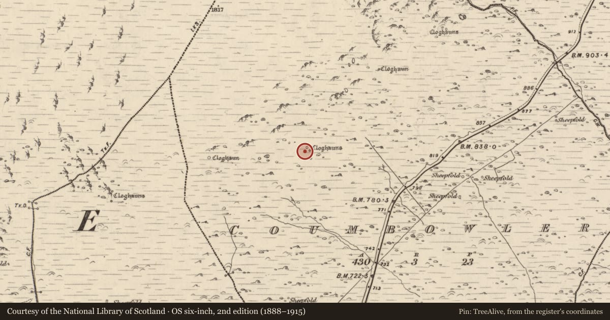 Ordnance Survey six-inch map, 2nd edition (1888–1915) covering the location of Hut site, Com An Bhúlaeraigh, County Kerry, with a pin at the register's coordinates