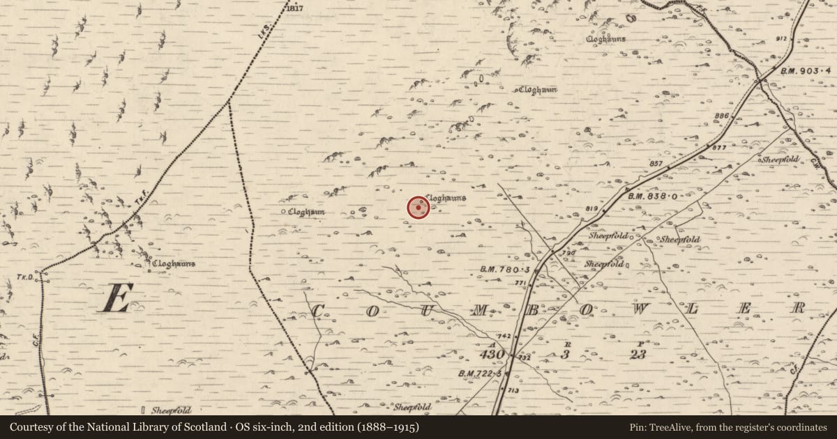 Ordnance Survey six-inch map, 2nd edition (1888–1915) covering the location of Hut site, Com An Bhúlaeraigh, County Kerry, with a pin at the register's coordinates