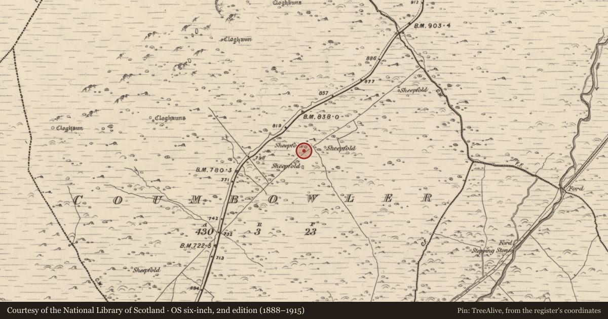 Ordnance Survey six-inch map, 2nd edition (1888–1915) covering the location of Hut site, Com An Bhúlaeraigh, County Kerry, with a pin at the register's coordinates