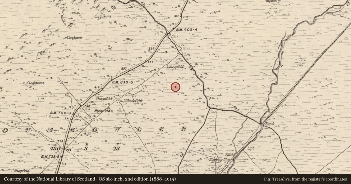 Ordnance Survey six-inch map, 2nd edition (1888–1915) covering the location of Hut site, Com An Bhúlaeraigh, County Kerry, with a pin at the register's coordinates