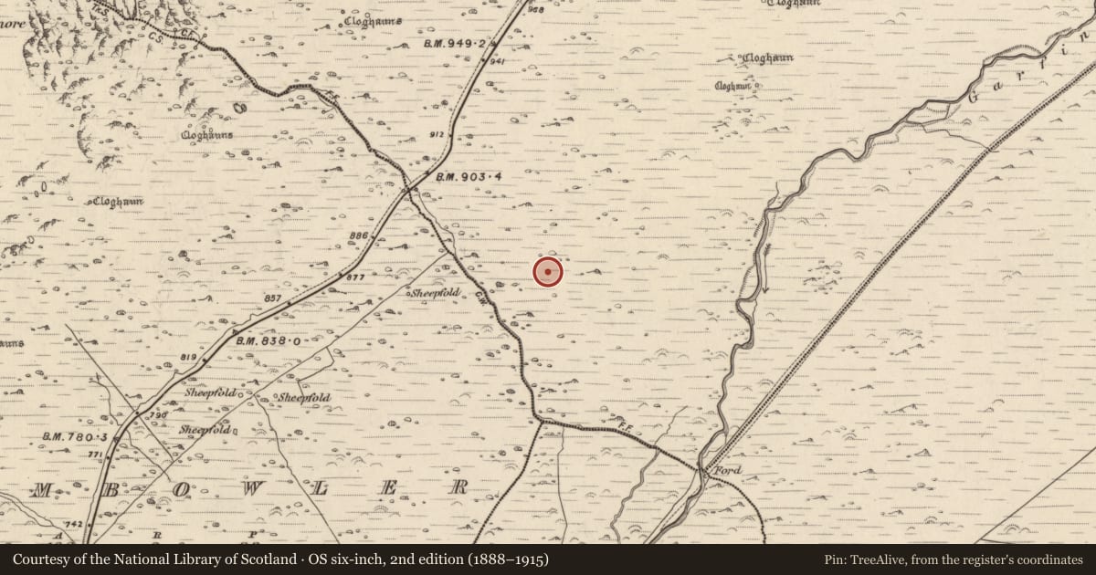 Ordnance Survey six-inch map, 2nd edition (1888–1915) covering the location of Hut site, Baile An Bhúlaeraigh Thuaidh, County Kerry, with a pin at the register's coordinates