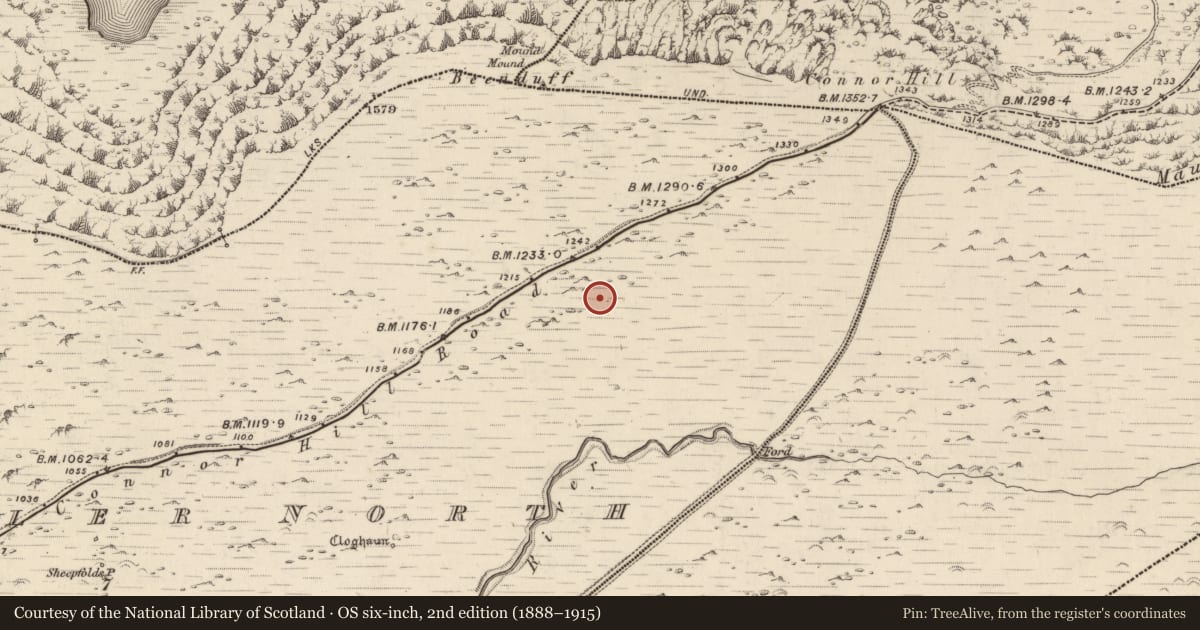 Ordnance Survey six-inch map, 2nd edition (1888–1915) covering the location of Clochan, Baile An Bhúlaeraigh Thuaidh, County Kerry, with a pin at the register's coordinates