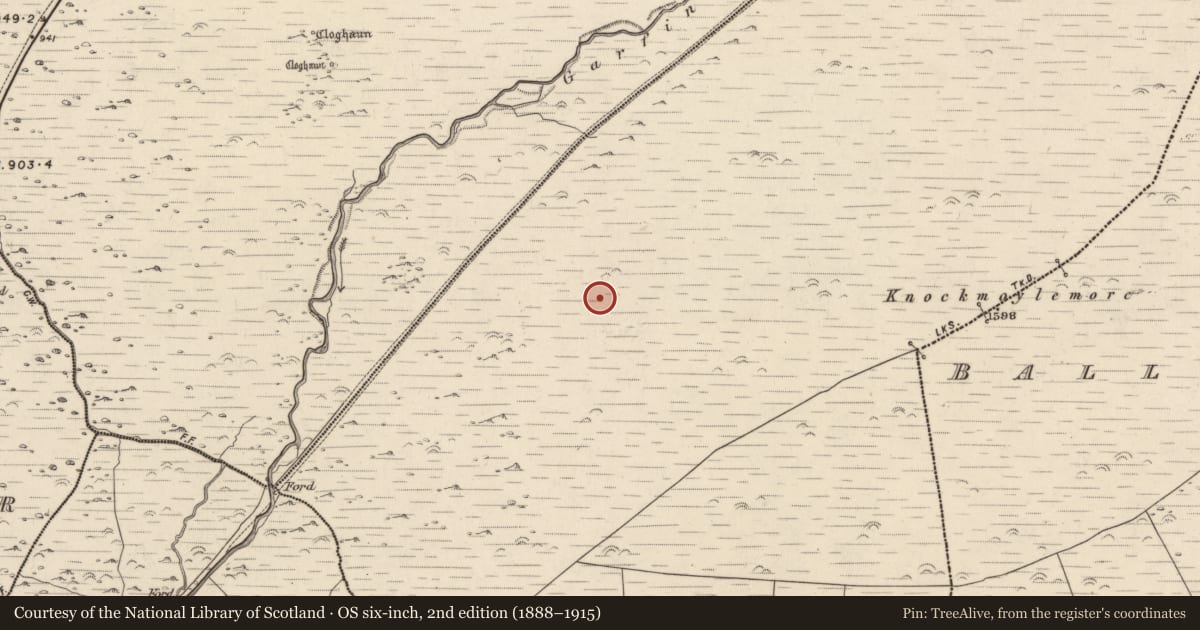 Ordnance Survey six-inch map, 2nd edition (1888–1915) covering the location of Hut site, Baile Ristín, County Kerry, with a pin at the register's coordinates