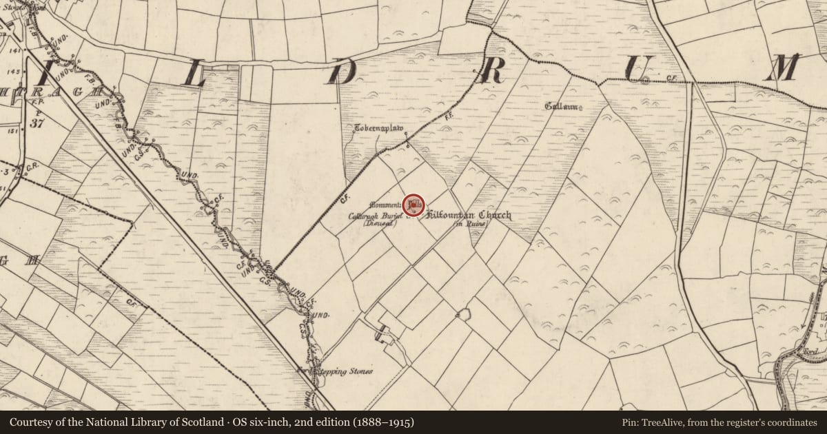 Ordnance Survey six-inch map, 2nd edition (1888–1915) covering the location of Hut site, Cill Fhiontain, County Kerry, with a pin at the register's coordinates