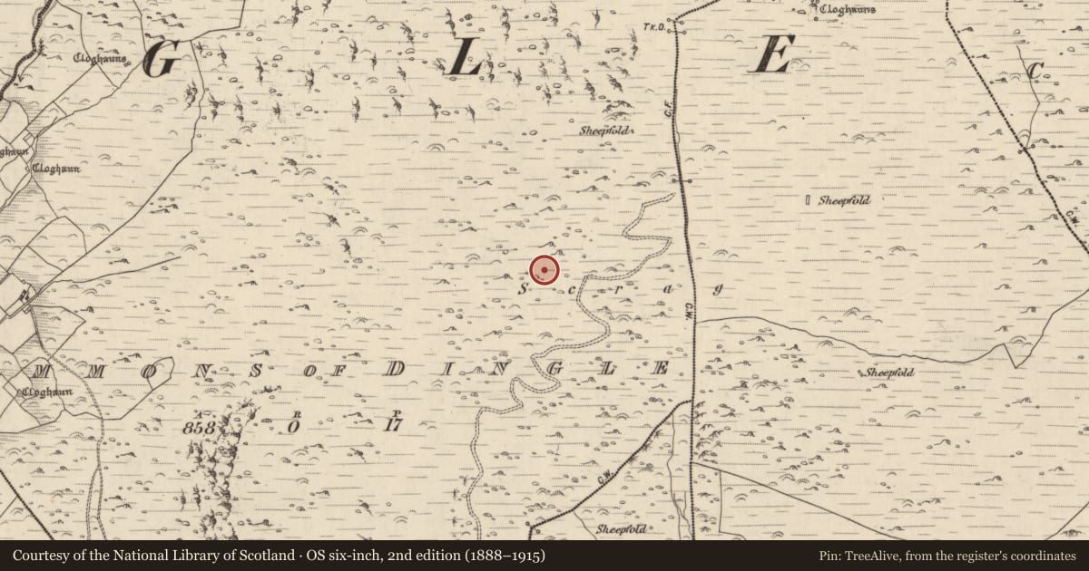 Ordnance Survey six-inch map, 2nd edition (1888–1915) covering the location of Hut site, Coimín An Daingin, County Kerry, with a pin at the register's coordinates
