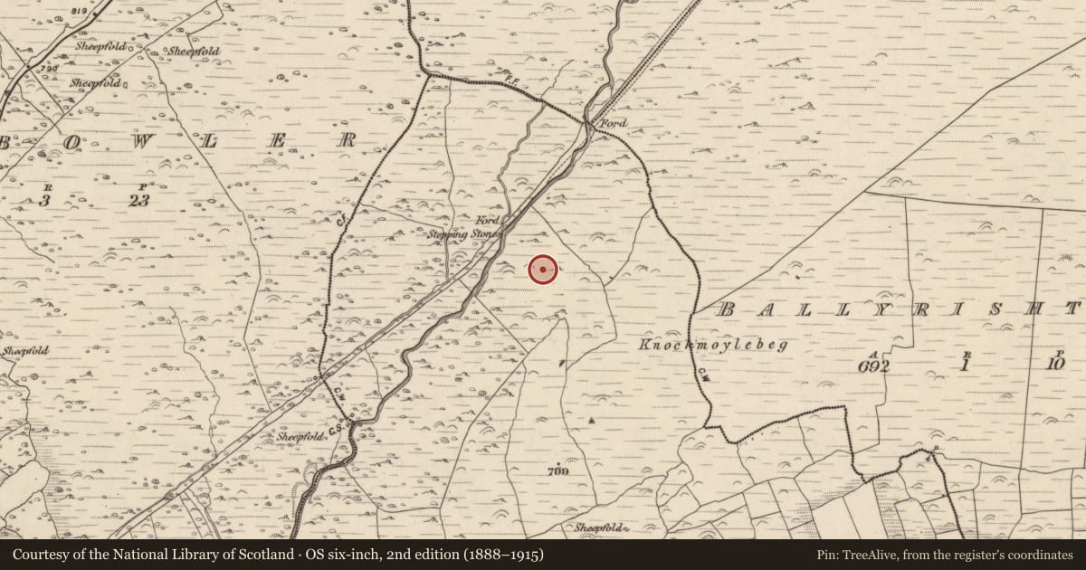 Ordnance Survey six-inch map, 2nd edition (1888–1915) covering the location of Hut site, Baile An Bhúlaeraigh Theas, County Kerry, with a pin at the register's coordinates