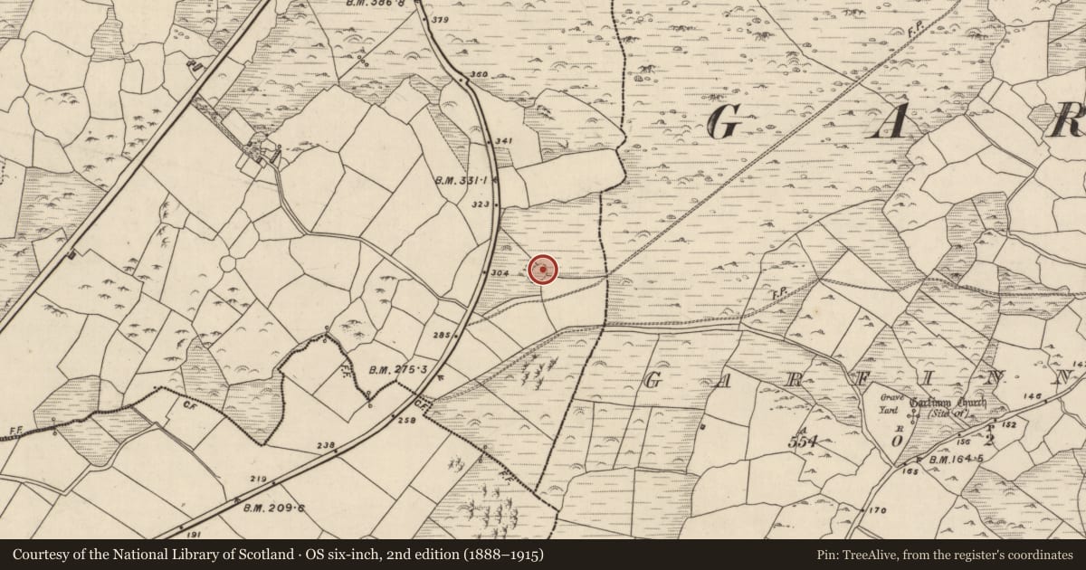 Ordnance Survey six-inch map, 2nd edition (1888–1915) covering the location of Hut site, Baile An Ásaigh, County Kerry, with a pin at the register's coordinates