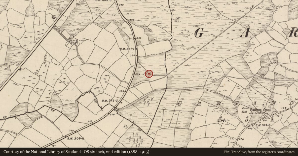 Ordnance Survey six-inch map, 2nd edition (1888–1915) covering the location of Souterrain, Baile An Ásaigh, County Kerry, with a pin at the register's coordinates