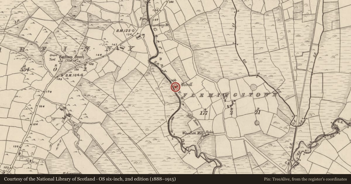 Ordnance Survey six-inch map, 2nd edition (1888–1915) covering the location of Hut site, Baile An Phléamannaigh (TC Na Gleannta), County Kerry, with a pin at the register's coordinates