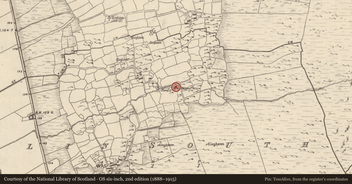 Ordnance Survey six-inch map, 2nd edition (1888–1915) covering the location of Hut site, Na Gleannta Theas, County Kerry, with a pin at the register's coordinates