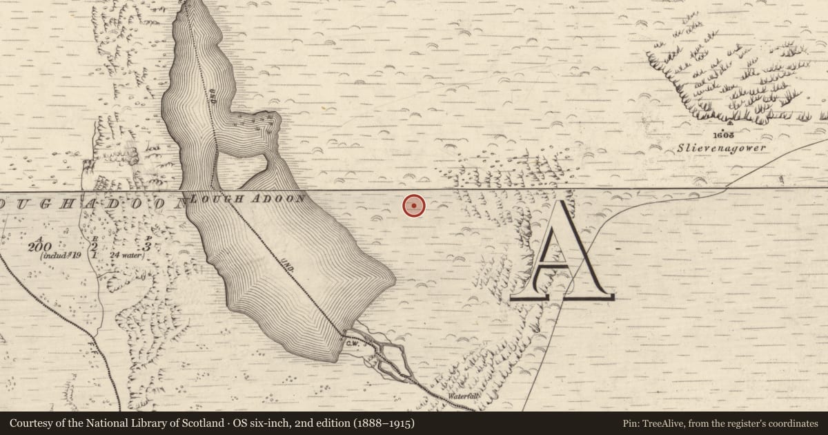 Ordnance Survey six-inch map, 2nd edition (1888–1915) covering the location of Hut site, Baile Uí Uaithnín, County Kerry, with a pin at the register's coordinates