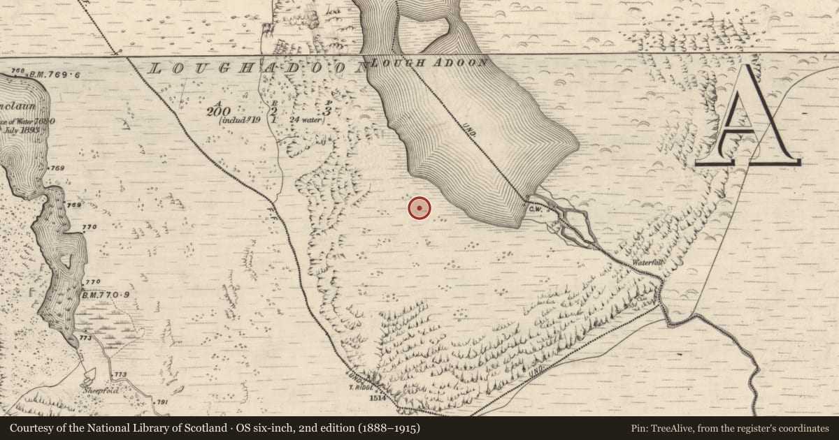 Ordnance Survey six-inch map, 2nd edition (1888–1915) covering the location of Hut site, Loch An Dúin, County Kerry, with a pin at the register's coordinates