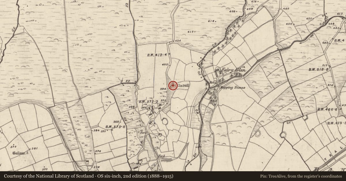 Ordnance Survey six-inch map, 2nd edition (1888–1915) covering the location of Hut site, An Gabhlán Thoir, County Kerry, with a pin at the register's coordinates
