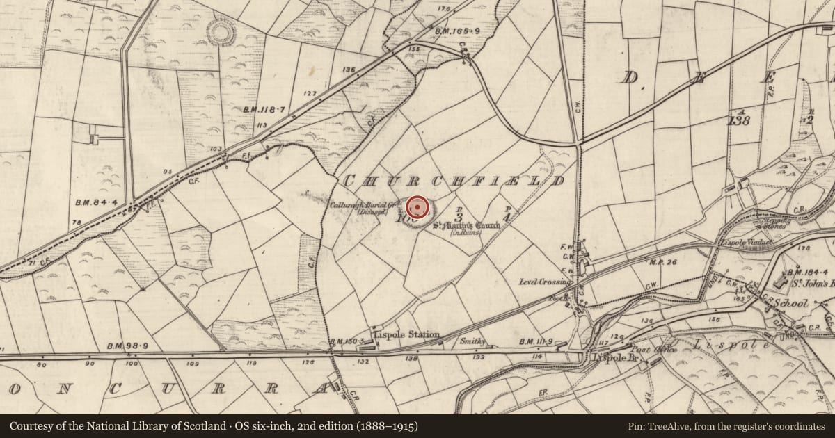 Ordnance Survey six-inch map, 2nd edition (1888–1915) covering the location of Ecclesiastical enclosure, Páirc An Teampaill, County Kerry, with a pin at the register's coordinates
