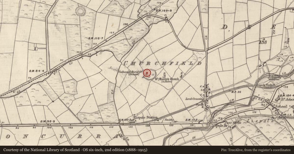 Ordnance Survey six-inch map, 2nd edition (1888–1915) covering the location of Souterrain, Páirc An Teampaill, County Kerry, with a pin at the register's coordinates