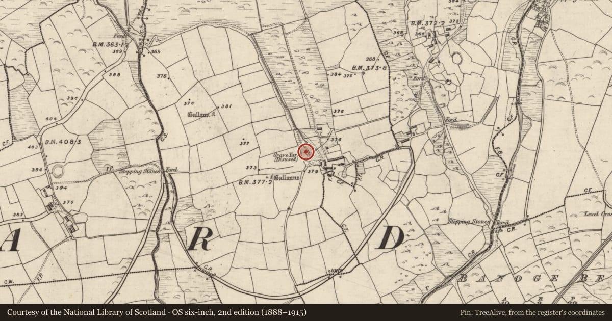 Ordnance Survey six-inch map, 2nd edition (1888–1915) covering the location of Hut site, An Gabhlán Ard, County Kerry, with a pin at the register's coordinates