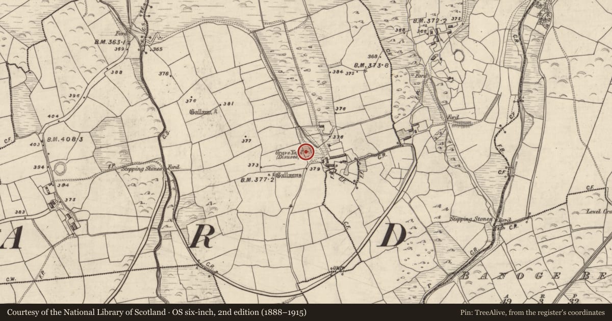 Ordnance Survey six-inch map, 2nd edition (1888–1915) covering the location of Hut site, An Gabhlán Ard, County Kerry, with a pin at the register's coordinates
