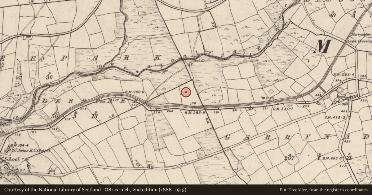 Ordnance Survey six-inch map, 2nd edition (1888–1915) covering the location of Ringfort - rath, An Gráig (TC An Mhín Aird), County Kerry, with a pin at the register's coordinates