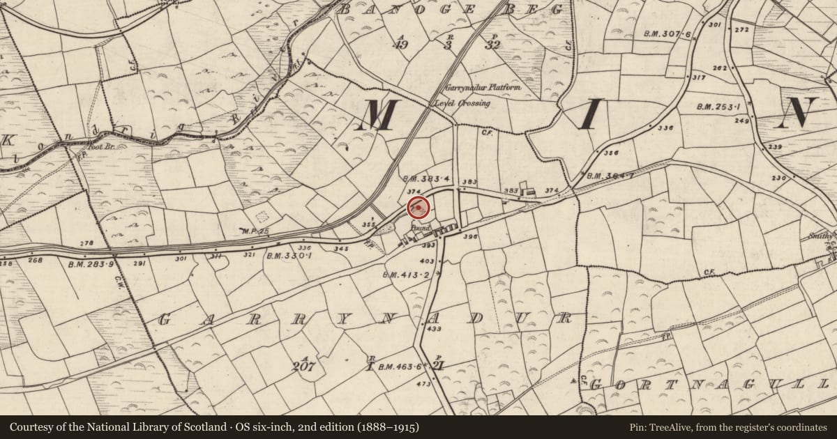 Ordnance Survey six-inch map, 2nd edition (1888–1915) covering the location of Enclosure, Garraí Na Dtor, County Kerry, with a pin at the register's coordinates