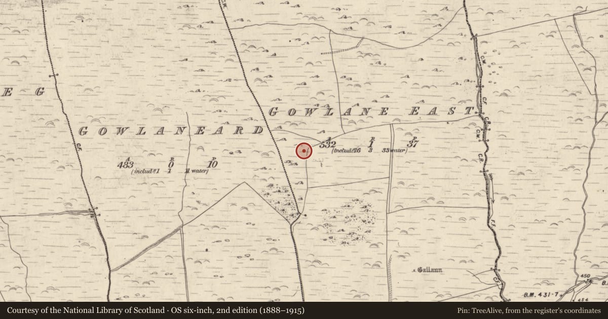 Ordnance Survey six-inch map, 2nd edition (1888–1915) covering the location of Hut site, An Gabhlán Thoir, County Kerry, with a pin at the register's coordinates