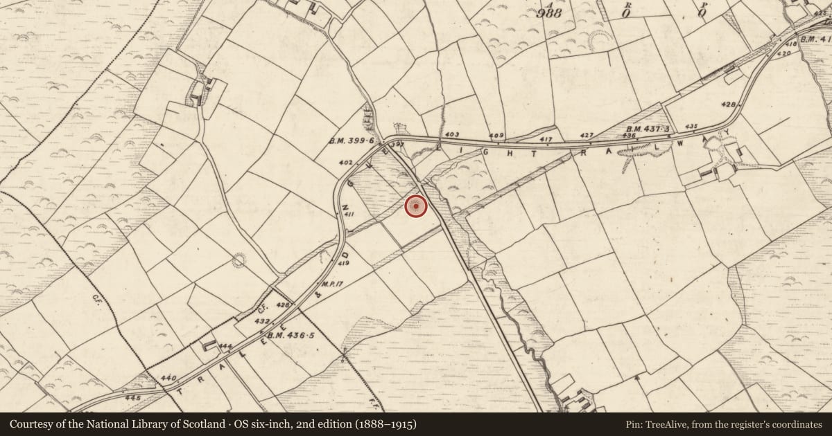 Ordnance Survey six-inch map, 2nd edition (1888–1915) covering the location of Barrow - ring-barrow, An Luachair, County Kerry, with a pin at the register's coordinates