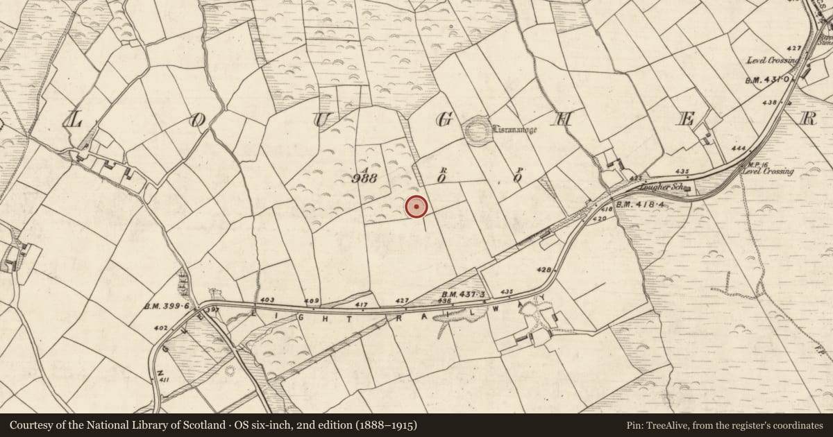 Ordnance Survey six-inch map, 2nd edition (1888–1915) covering the location of Enclosure, An Luachair, County Kerry, with a pin at the register's coordinates