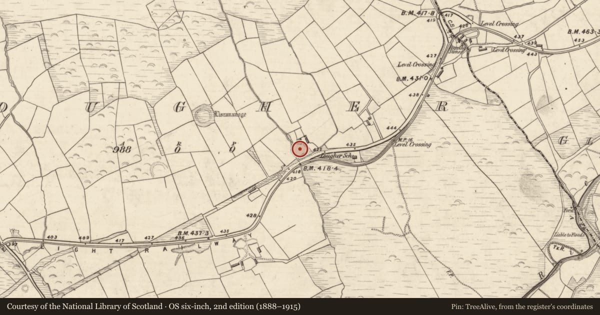 Ordnance Survey six-inch map, 2nd edition (1888–1915) covering the location of Children's burial ground, An Luachair, County Kerry, with a pin at the register's coordinates