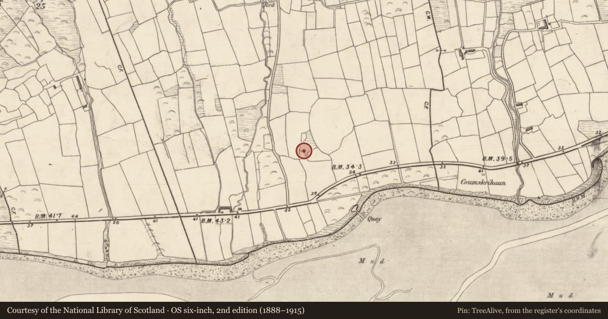 Ordnance Survey six-inch map, 2nd edition (1888–1915) covering the location of Building, Caheracruttera, County Kerry, with a pin at the register's coordinates