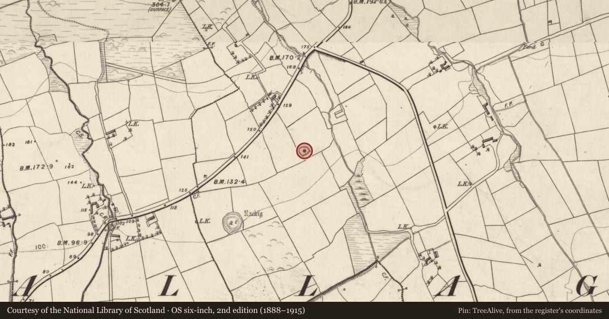 Ordnance Survey six-inch map, 2nd edition (1888–1915) covering the location of Enclosure, Ballygamboon Upper, County Kerry, with a pin at the register's coordinates