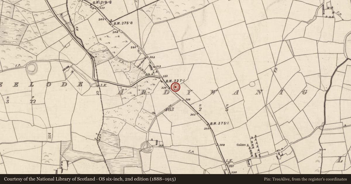 Ordnance Survey six-inch map, 2nd edition (1888–1915) covering the location of Ringfort - rath, Ardywanig, County Kerry, with a pin at the register's coordinates