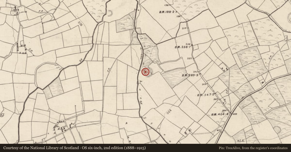 Ordnance Survey six-inch map, 2nd edition (1888–1915) covering the location of Souterrain, Keelties, County Kerry, with a pin at the register's coordinates