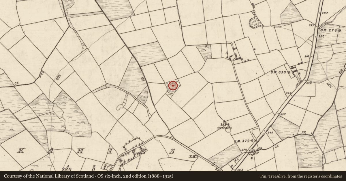 Ordnance Survey six-inch map, 2nd edition (1888–1915) covering the location of Ringfort - rath, Knockaderry, County Kerry, with a pin at the register's coordinates