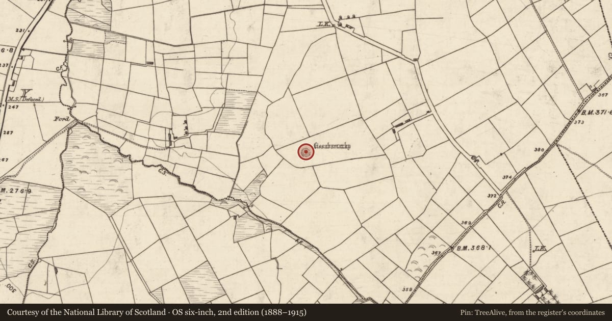 Ordnance Survey six-inch map, 2nd edition (1888–1915) covering the location of Ringfort - rath, Killeagh, County Kerry, with a pin at the register's coordinates