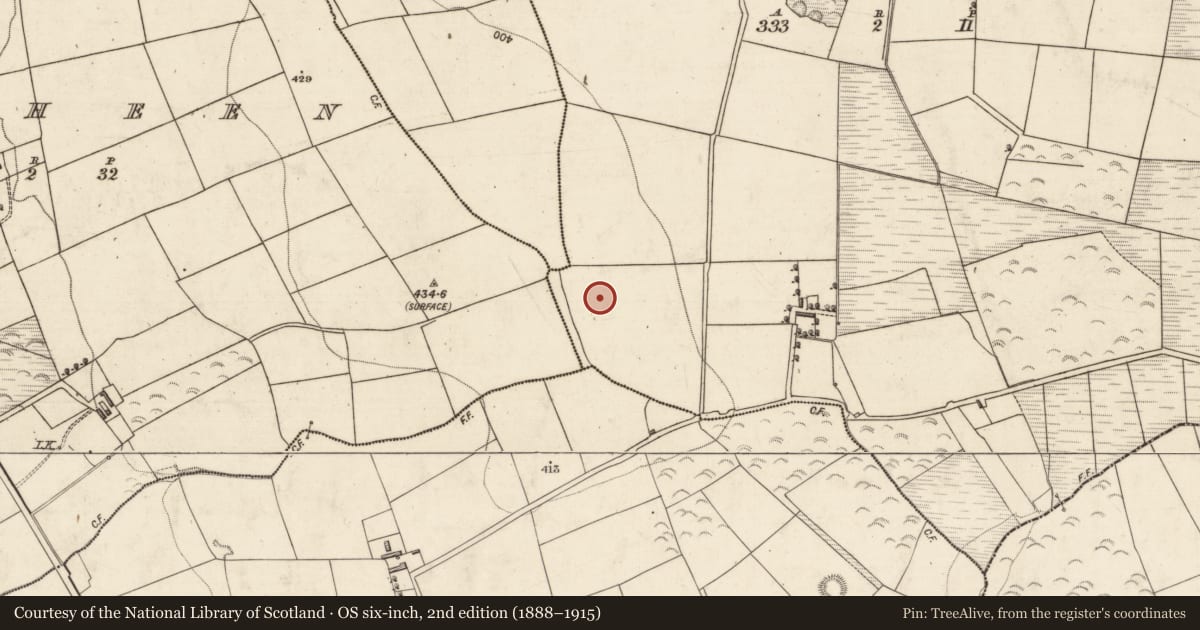 Ordnance Survey six-inch map, 2nd edition (1888–1915) covering the location of Ecclesiastical enclosure, Gowlane, County Kerry, with a pin at the register's coordinates