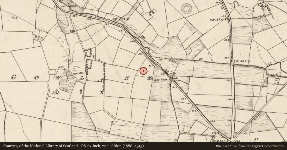 Ordnance Survey six-inch map, 2nd edition (1888–1915) covering the location of Enclosure, Gowlane, County Kerry, with a pin at the register's coordinates