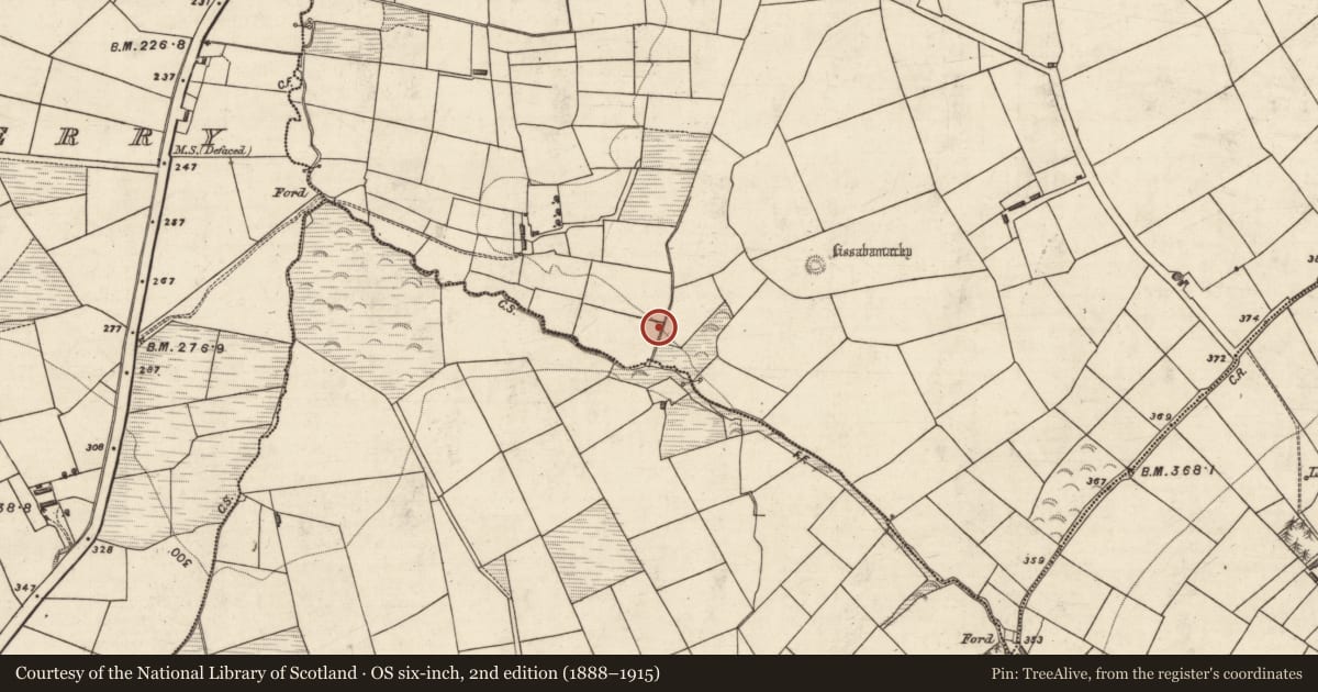 Ordnance Survey six-inch map, 2nd edition (1888–1915) covering the location of Ritual site - holy well, Killeagh, County Kerry, with a pin at the register's coordinates