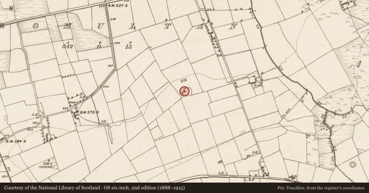 Ordnance Survey six-inch map, 2nd edition (1888–1915) covering the location of Enclosure, Dromultan, County Kerry, with a pin at the register's coordinates