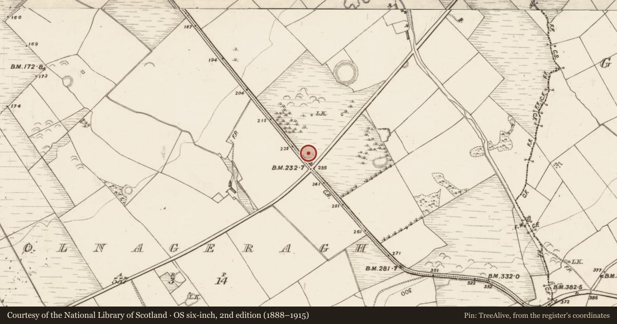 Ordnance Survey six-inch map, 2nd edition (1888–1915) covering the location of Souterrain, Bawnaskehy, County Kerry, with a pin at the register's coordinates