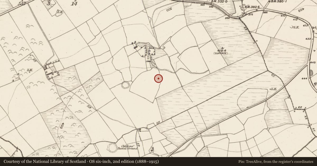 Ordnance Survey six-inch map, 2nd edition (1888–1915) covering the location of Fulacht fia, Coolnageragh, County Kerry, with a pin at the register's coordinates