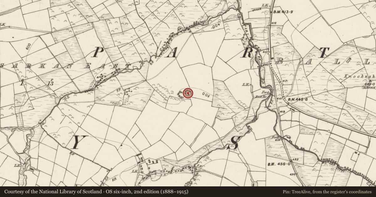 Ordnance Survey six-inch map, 2nd edition (1888–1915) covering the location of Hut site, Glanlea, County Kerry, with a pin at the register's coordinates