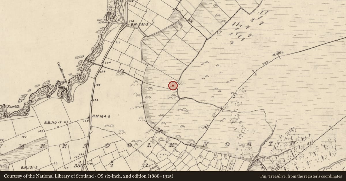 Ordnance Survey six-inch map, 2nd edition (1888–1915) covering the location of Hut site, Baile Ícín, County Kerry, with a pin at the register's coordinates