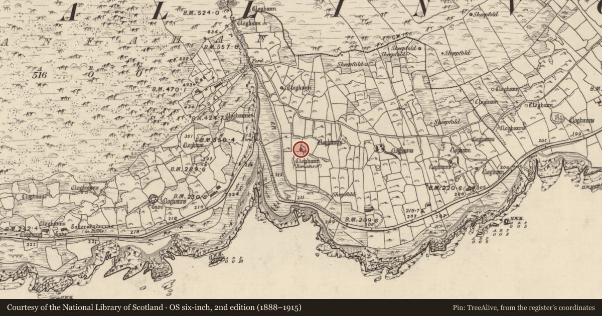 Ordnance Survey six-inch map, 2nd edition (1888–1915) covering the location of Enclosure, Gleann Fán, County Kerry, with a pin at the register's coordinates