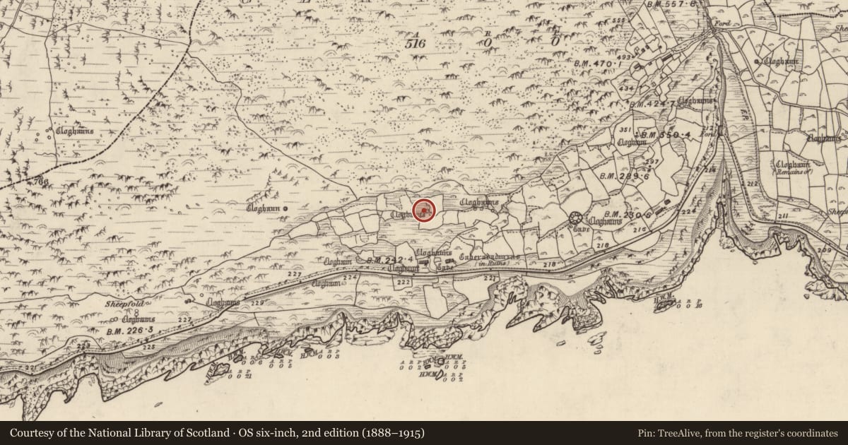Ordnance Survey six-inch map, 2nd edition (1888–1915) covering the location of Hut site, Gleann Fán, County Kerry, with a pin at the register's coordinates