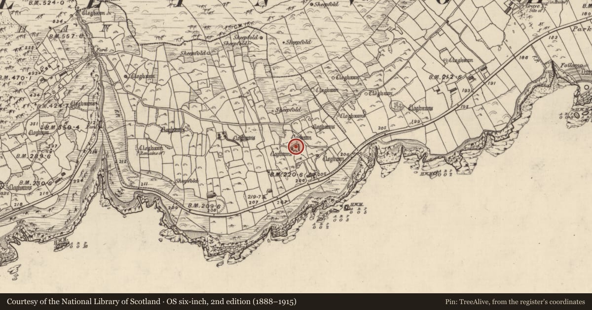 Ordnance Survey six-inch map, 2nd edition (1888–1915) covering the location of Hut site, Gleann Fán, County Kerry, with a pin at the register's coordinates