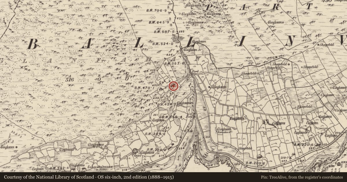 Ordnance Survey six-inch map, 2nd edition (1888–1915) covering the location of Hut site, Gleann Fán, County Kerry, with a pin at the register's coordinates